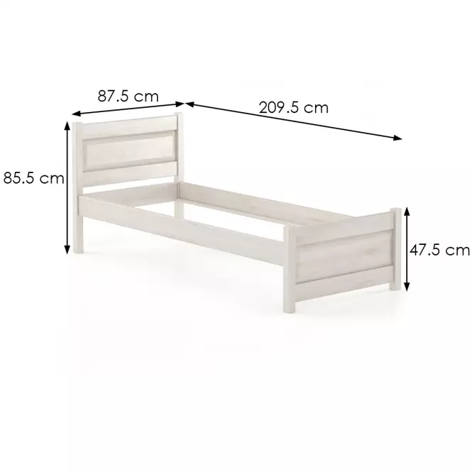 Posteľ buková LK120–80x200 bielený,3