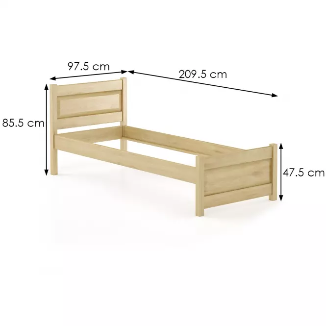 Posteľ buková LK120–90x200 prírodné,3