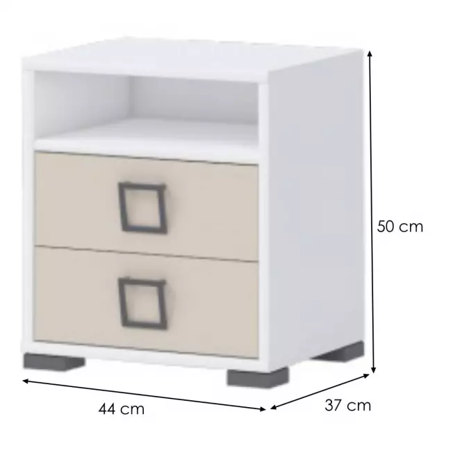 Nočný stolík Kiki NS2-BE/KI-01 white/sand,2