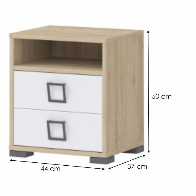 Nočný stolík Kiki NS2-BK/KI-15 beech/white