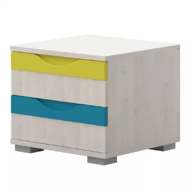 Nočný stolík JOY-NS2 polar pine/mango/lime/torquise