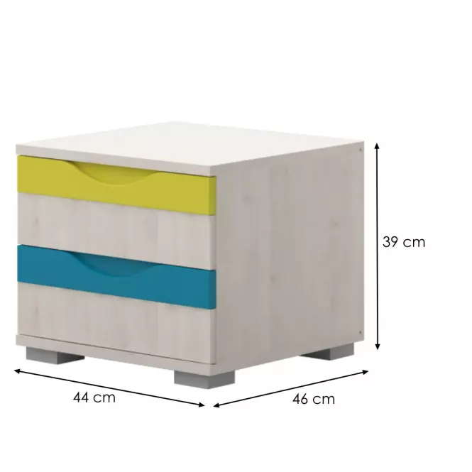 Nočný stolík JOY-NS2 polar pine/mango/lime/torquise