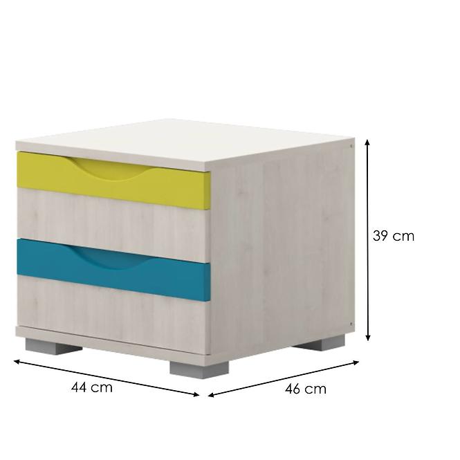 Nočný stolík JOY-NS2 polar pine/mango/lime/torquise,2