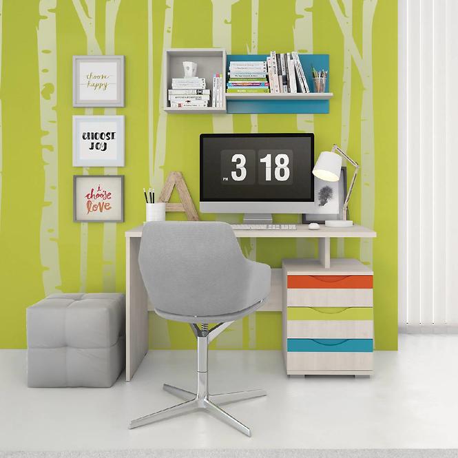 Nočný stolík JOY-NS2 polar pine/mango/lime/torquise,3