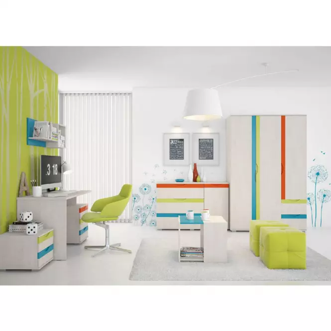 Nočný stolík JOY-NS2 polar pine/mango/lime/torquise