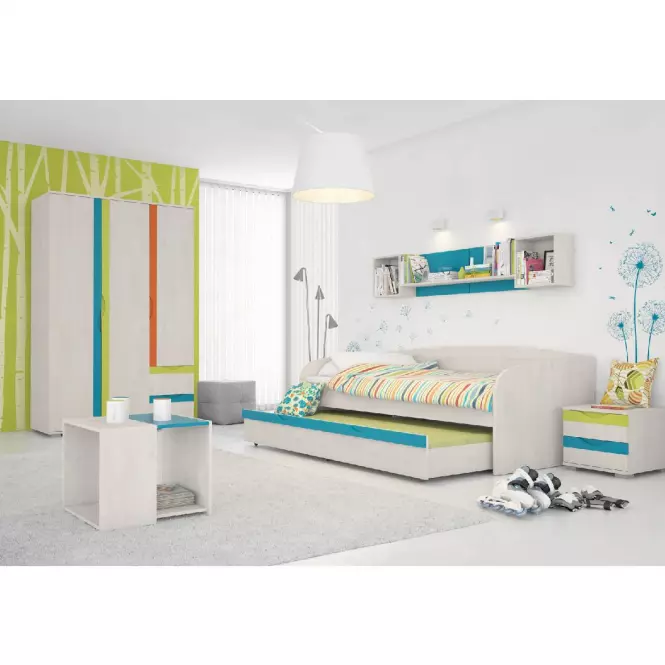Nočný stolík JOY-NS2 polar pine/mango/lime/torquise