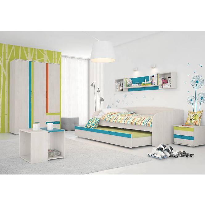 Nočný stolík JOY-NS2 polar pine/mango/lime/torquise,5