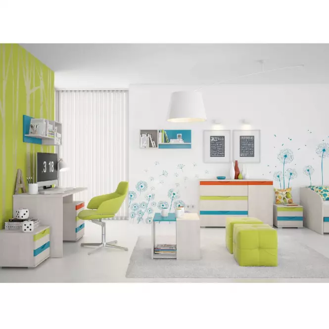 Nočný stolík JOY-NS2 polar pine/mango/lime/torquise