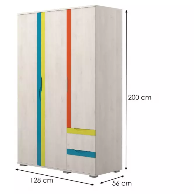 Skriňa JOY-G32 polar pine/mango/lime/torquise