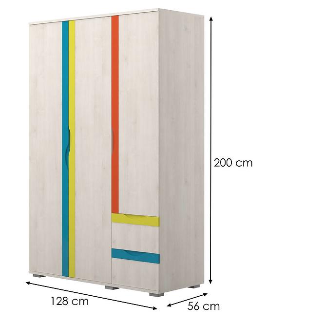 Skriňa JOY-G32 polar pine/mango/lime/torquise