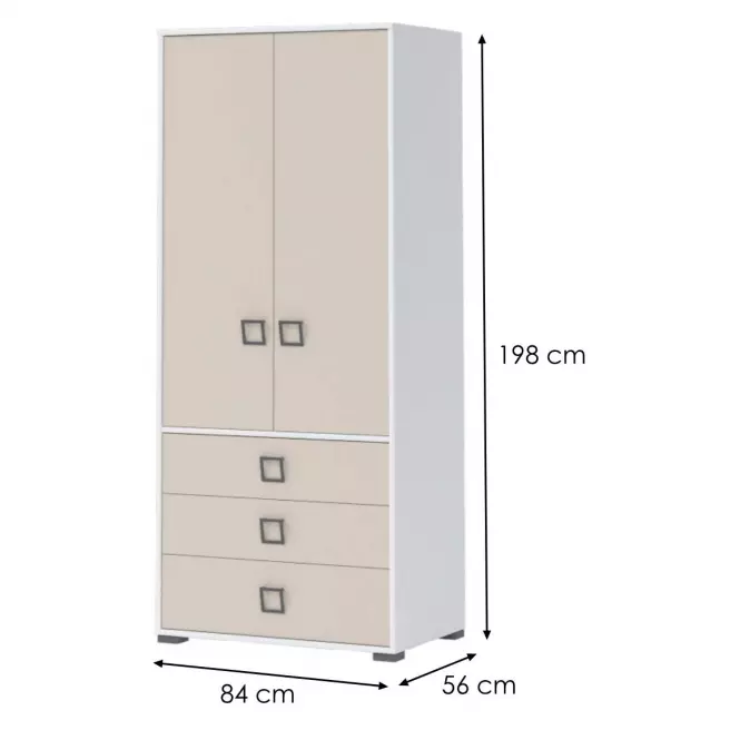 Skriňa 2D3S Kiki G23-BE/KI-01 white/sand,2