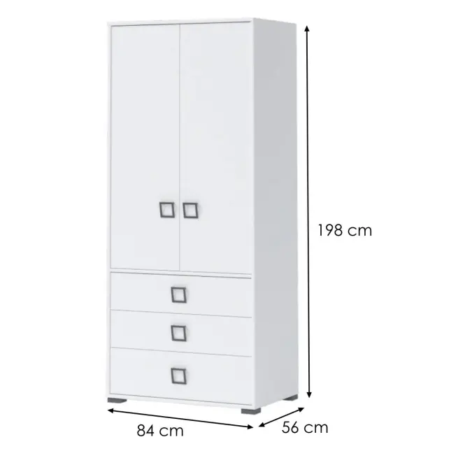 Skriňa 2D3S Kiki G23-BE/KI-15 white/white,2