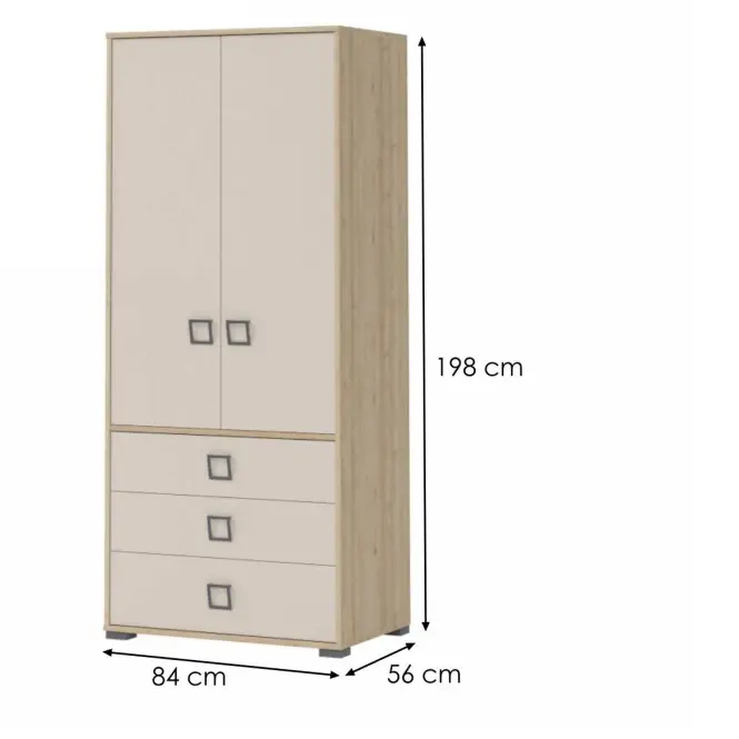 Skriňa 2D3S Kiki G23-BK/KI-01 beech/sand,2