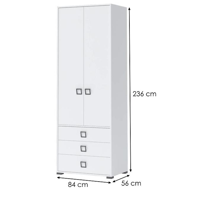 Skriňa 2D3S Kiki P23-BE/KI-15 white/white,2