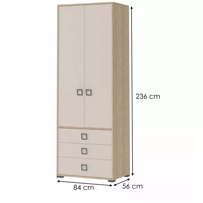 Skriňa 2D3S Kiki P23-BK/KI-01 beech/sand