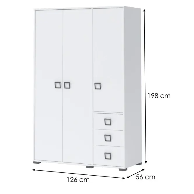Skriňa 3D3S Kiki G33-BE/KI-15 white/white,2