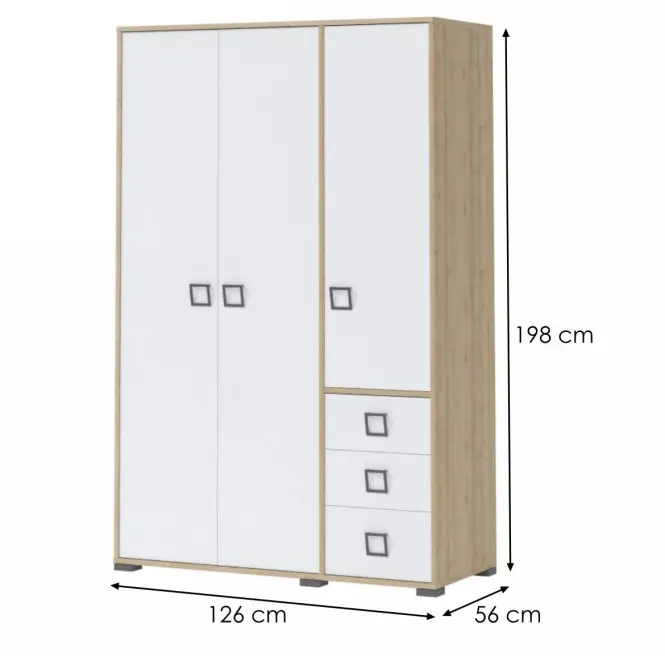 Skriňa 3D3S Kiki G33-BK/KI-15 beech/white,2