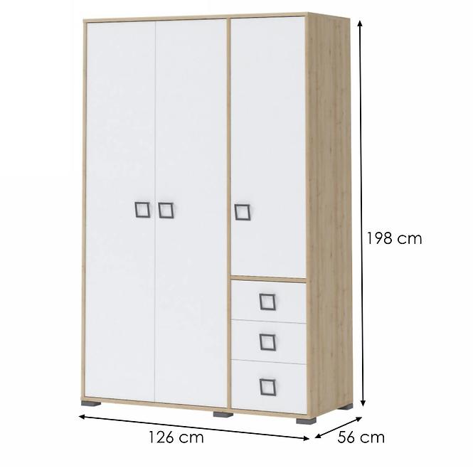 Skriňa 3D3S Kiki G33-BK/KI-15 beech/white,2