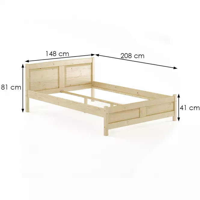 Posteľ borovica LK104–140x200 surová,3