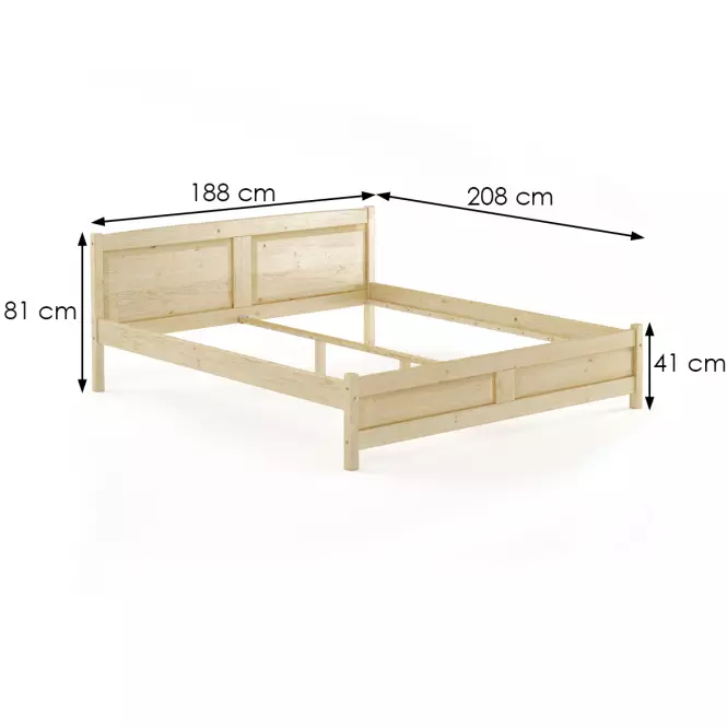 Posteľ borovica LK104–180x200 surová,3