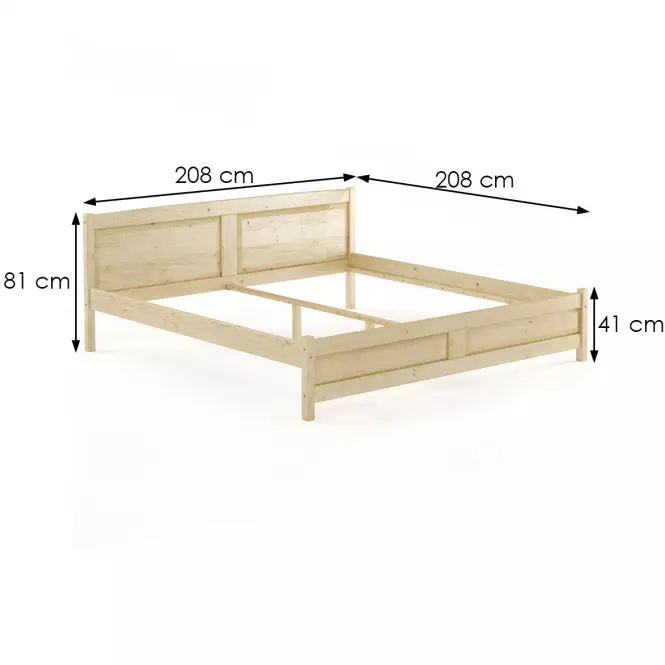 Posteľ borovica LK104–200x200 surová,3