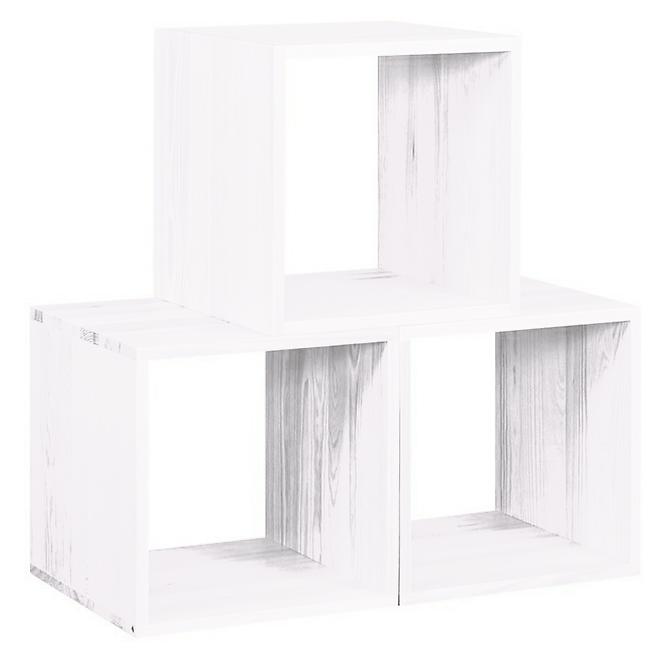 Regál box - otvorený borovica morená biela,4