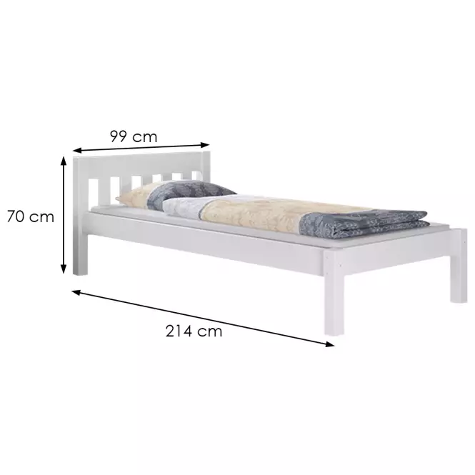 Posteľ Pino 90x200 borovica morená biela,4