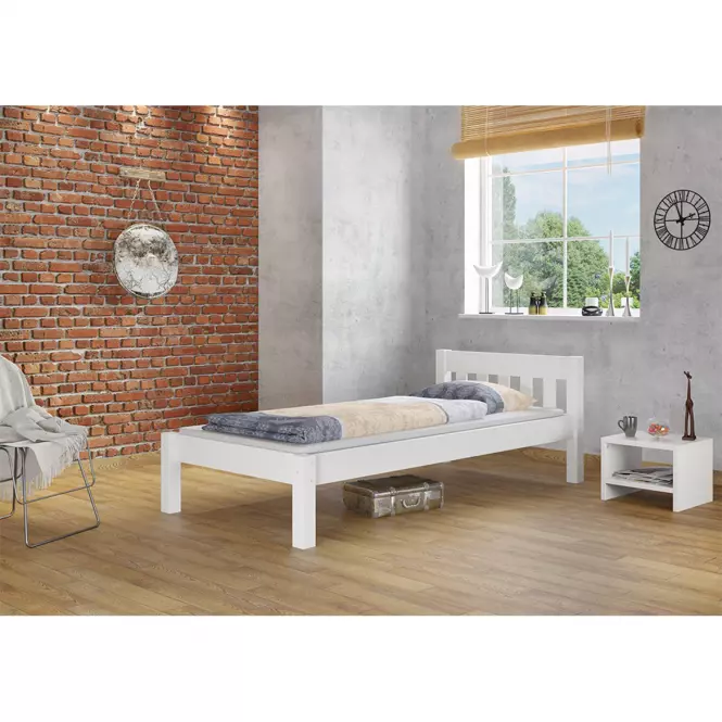 Posteľ Pino 90x200 borovica morená biela,6