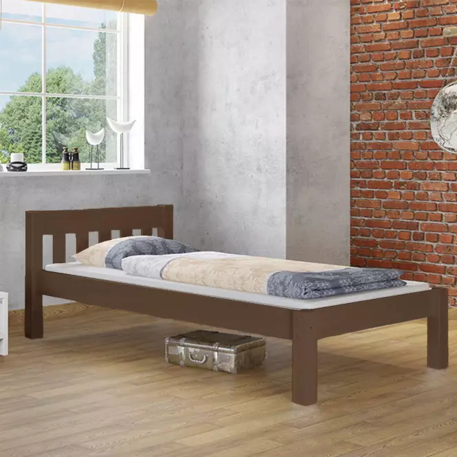 Posteľ Pino 90x200 borovica morená hnedá