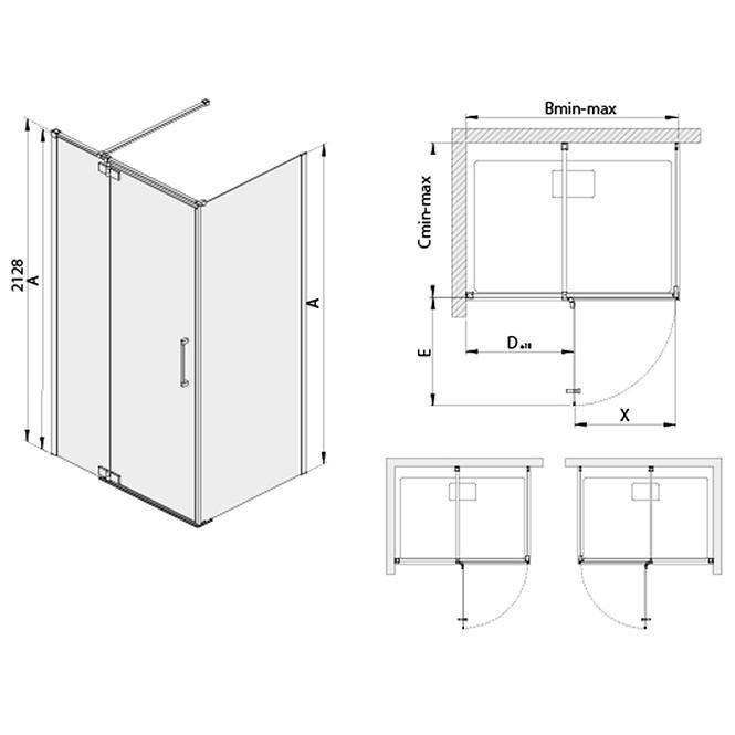 Sprchový kút KW KNDJ2P/Tensa-80x120-S cm/SBW0