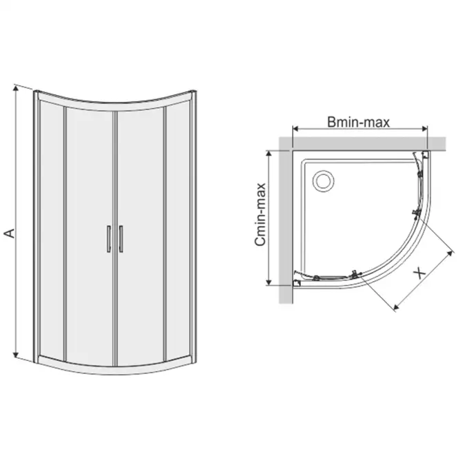 Sprchový kút štvrťkruhový KP4/TX5B 90/190 W0 SB Glass protect,2