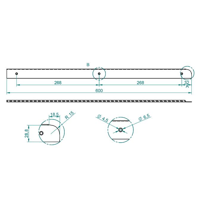 Lišta bočná ľavá 1mm alpo 28 - TG04.2301.07.055