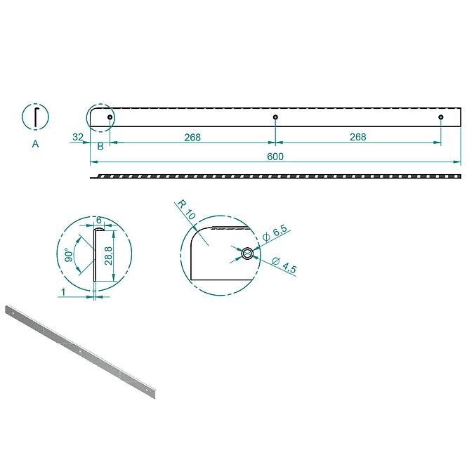 Lišta bočná ľavá 1mm kronospan 28 – TG04.2310.07.055