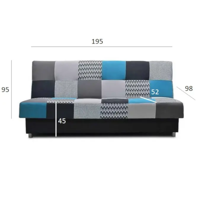 Pohovka Zigzak mix modrá,3