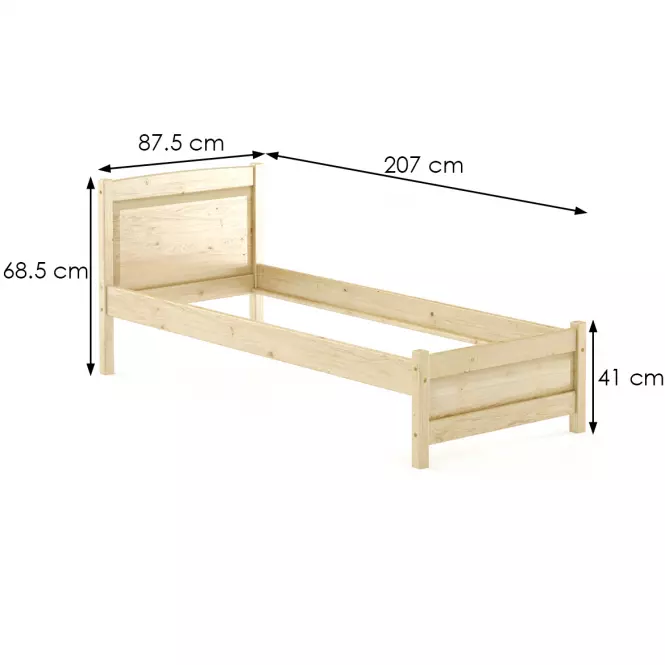 Posteľ borovica LK125–80x200 surová,2
