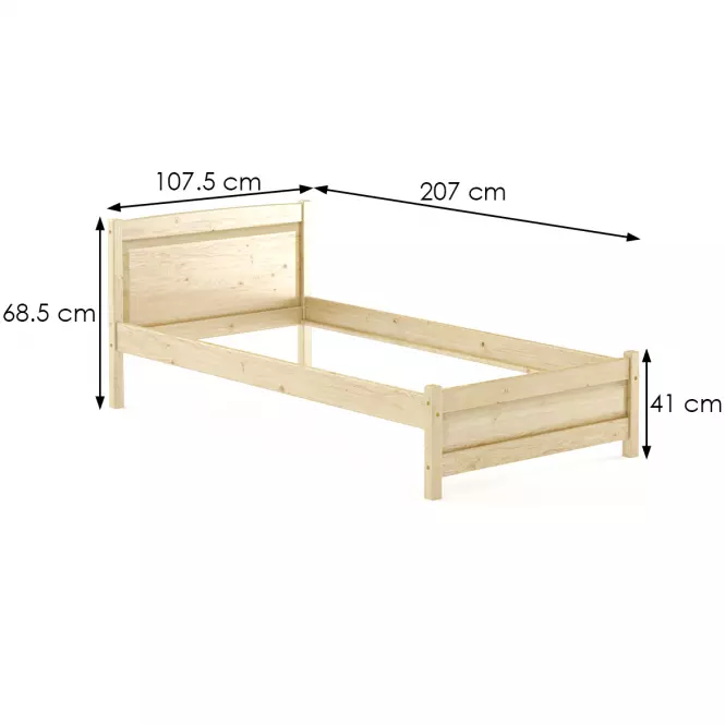 Posteľ borovica LK125–100x200 surová,2