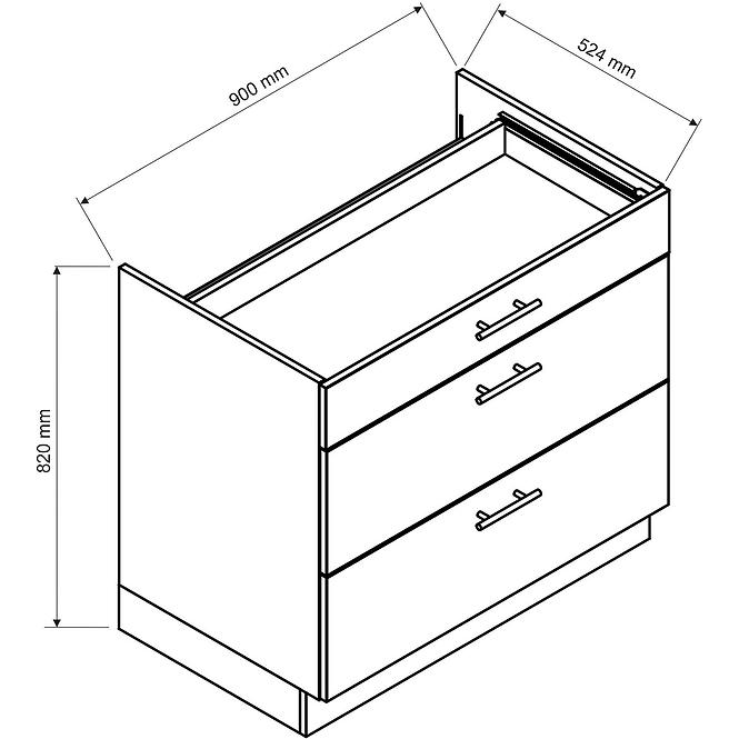 Skrinka do kuchyne  Kate d90pc s/3 čierna puntík