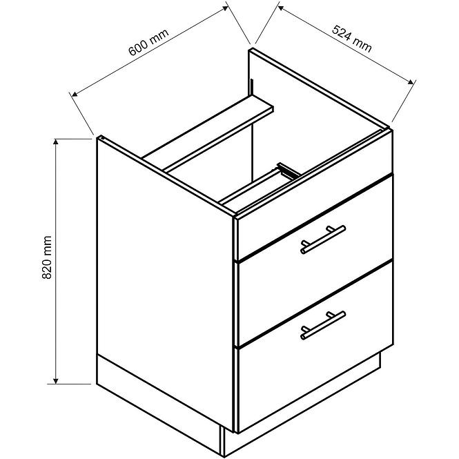 Skrinka do kuchyne  Kate d60pc s/2 zasl biela puntík