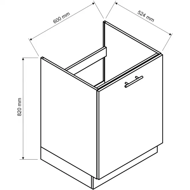 Skrinka do kuchyne  Kate d60zl s/1 šedá mat