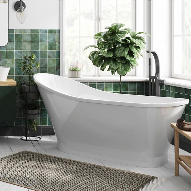 Voľne stojaca vaňa Gloria 160/68+sifón klik-klak zlatá,3
