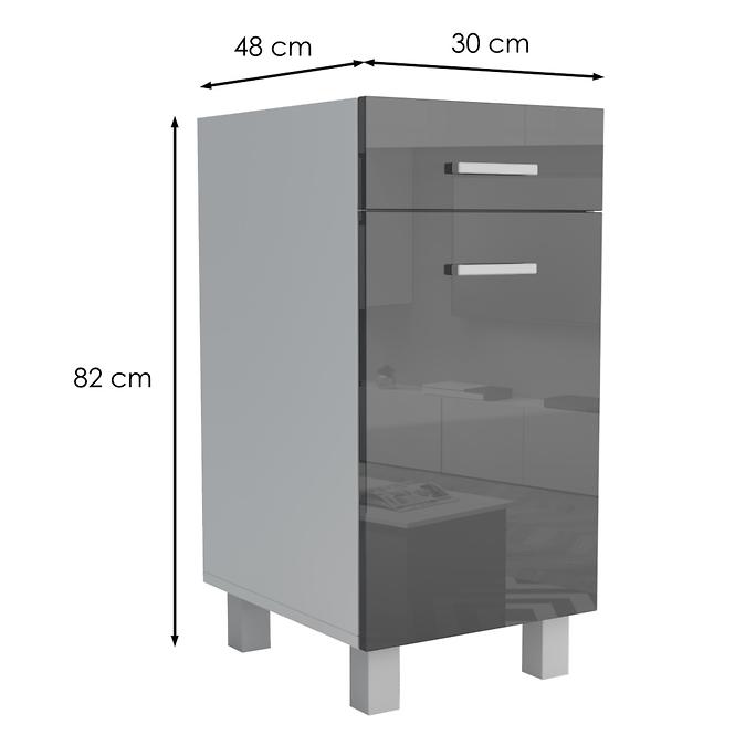 Kuchynská skrinka Lucjan D1F1S 30 LUX čierna