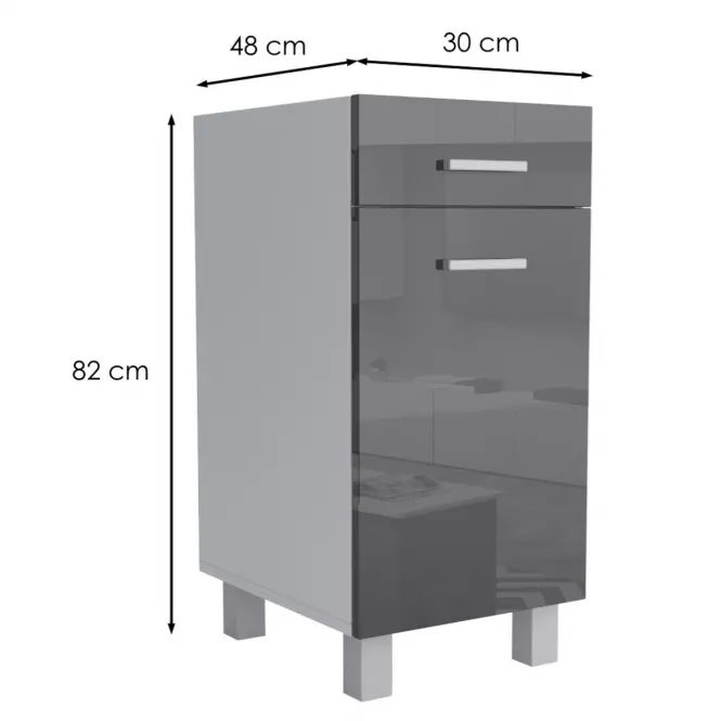 Kuchynská skrinka Lucjan D1F1S 30 LUX čierna,2