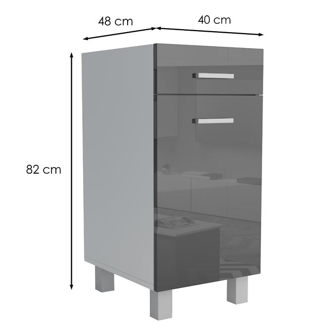 Kuchynská skrinka Lucjan D1F1S 40 LUX čierna