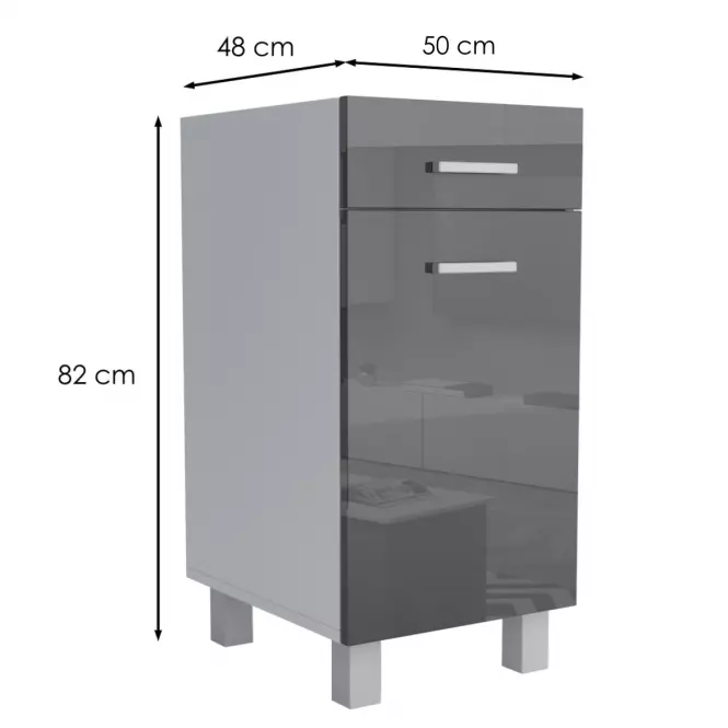 Kuchynská skrinka Lucjan D1F1S 50 LUX čierna