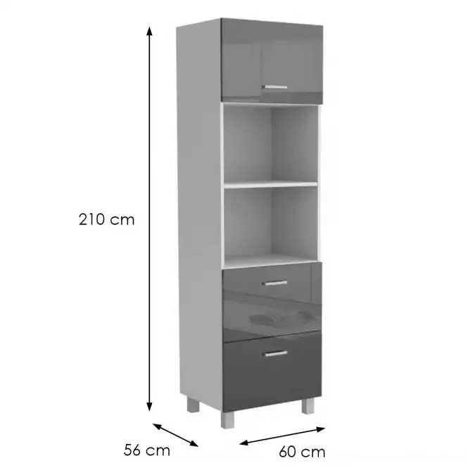 Kuchynská skrinka Lucjan 60KPM 1F2S 2100 LUX čierna