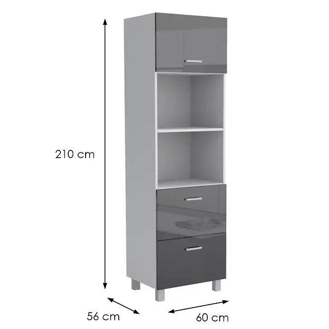 Kuchynská skrinka Lucjan 60KPM 1F2S 2100 LUX čierna