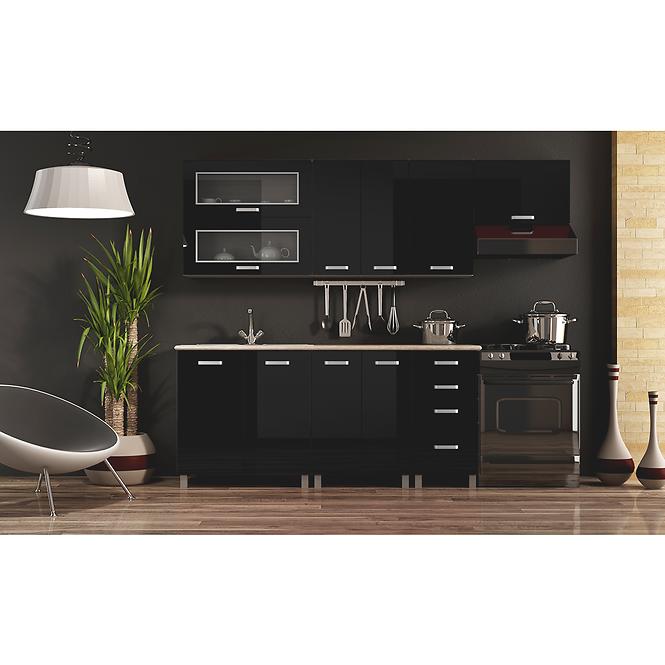 Kuchynská skrinka Lucjan 60KPM 1F2S 2100 LUX čierna