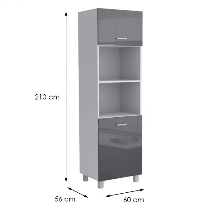 Kuchynská skrinka Lucjan 60KPM 2F 2100 LUX čierna