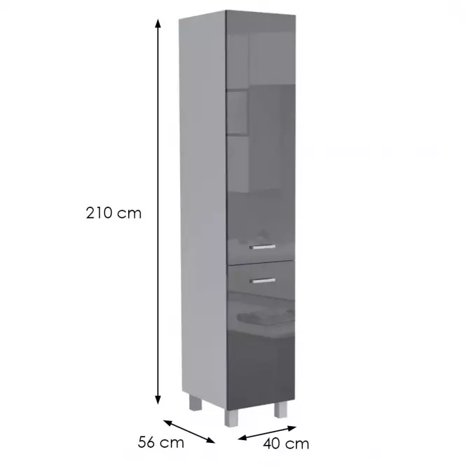 Kuchynská skrinka Lucjan 40DK 2F 2100 LUX čierna