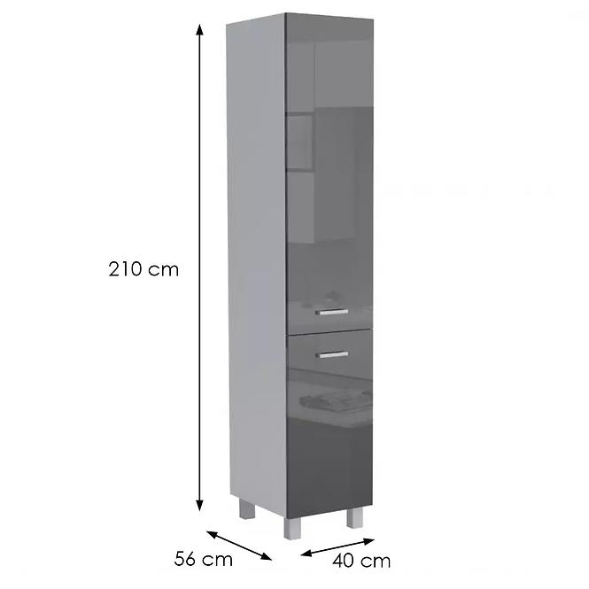 Kuchynská skrinka Lucjan 40DK 2F 2100 LUX čierna